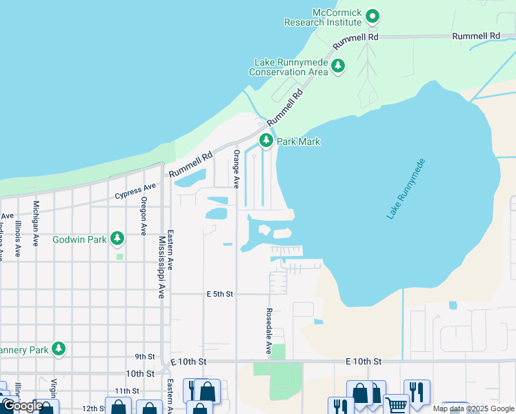 map of restaurants, bars, coffee shops, grocery stores, and more near 205 Edgewater Drive in Saint Cloud