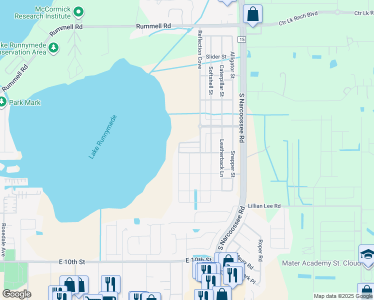 map of restaurants, bars, coffee shops, grocery stores, and more near 4824 Riverwalk Drive in St. Cloud