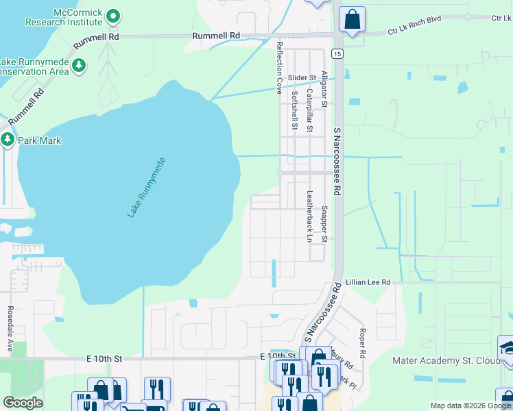 map of restaurants, bars, coffee shops, grocery stores, and more near 4800 Riverwalk Drive in St. Cloud