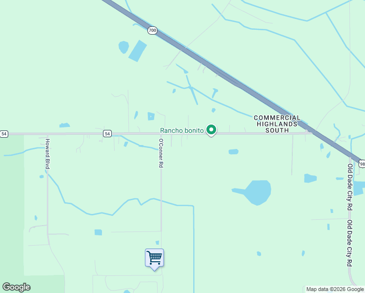 map of restaurants, bars, coffee shops, grocery stores, and more near 44200 County Road 54 East in Kathleen
