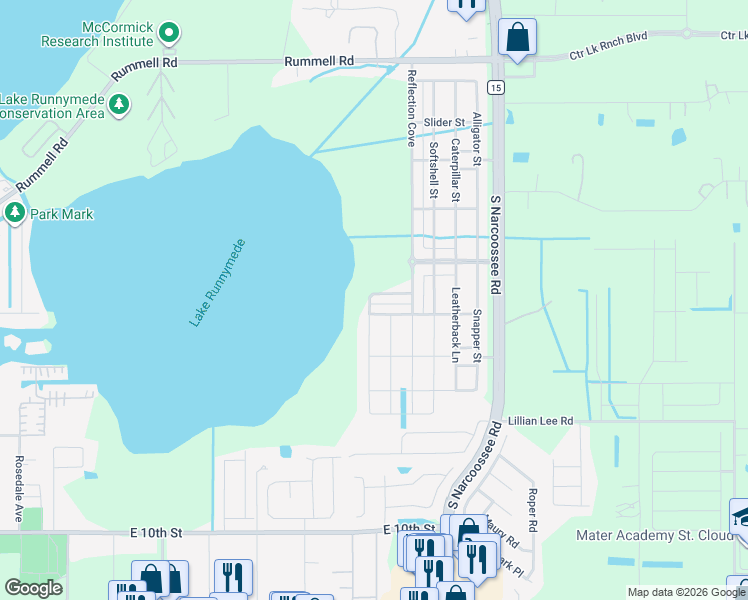 map of restaurants, bars, coffee shops, grocery stores, and more near 4800 Riverwalk Drive in St. Cloud