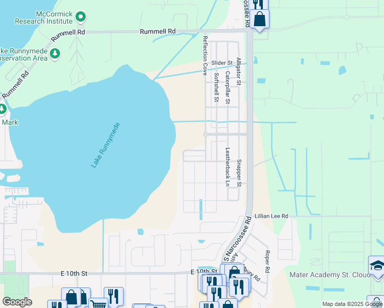 map of restaurants, bars, coffee shops, grocery stores, and more near 4812 Riverwalk Drive in Saint Cloud