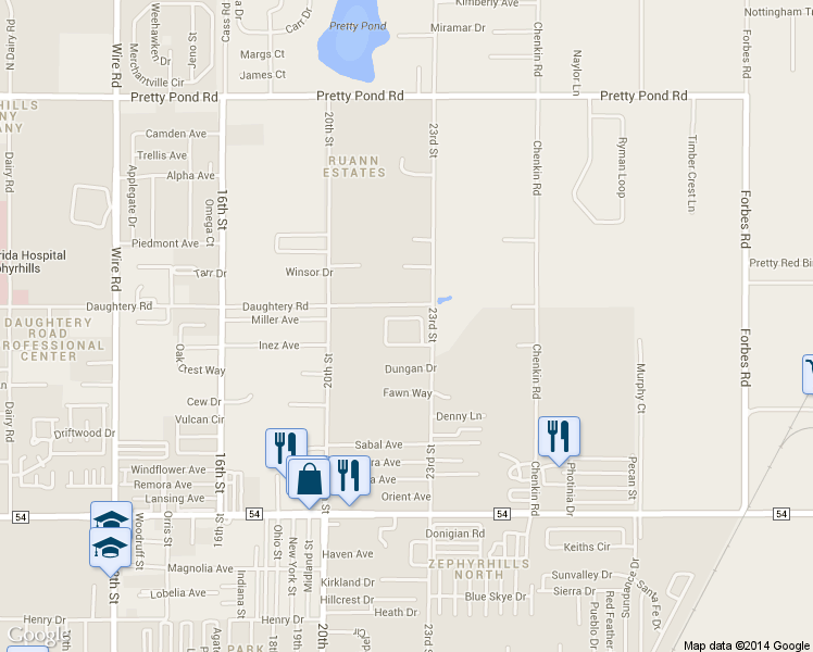 map of restaurants, bars, coffee shops, grocery stores, and more near 39242 Lizbeth Cir in Zephyrhills