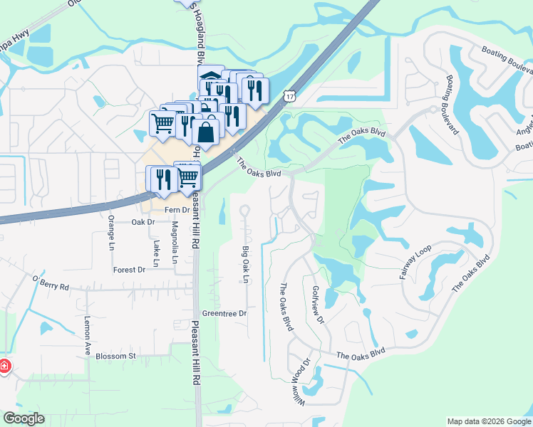 map of restaurants, bars, coffee shops, grocery stores, and more near 1618 Eagle Feather Drive in Kissimmee
