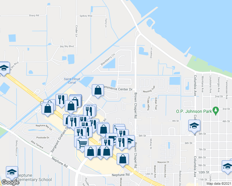 map of restaurants, bars, coffee shops, grocery stores, and more near 3940 Pemberly Pines Circle in St. Cloud