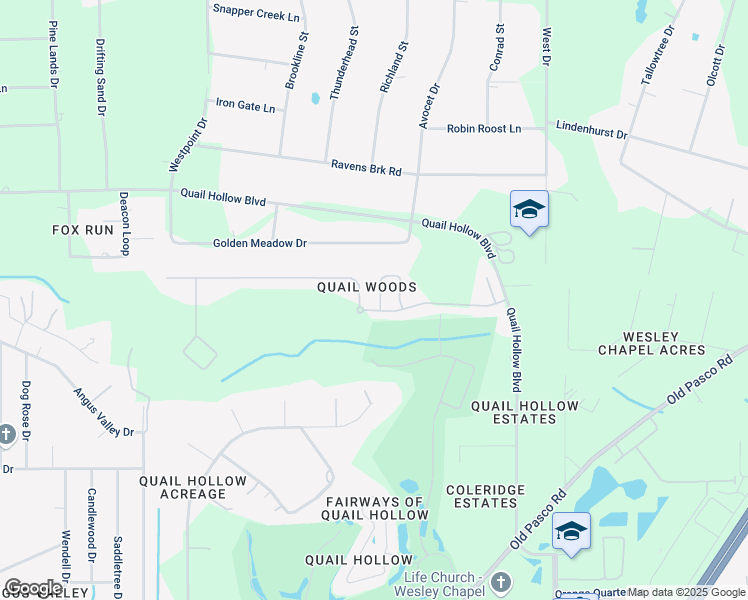 map of restaurants, bars, coffee shops, grocery stores, and more near 6929 Frascati Loop in Wesley Chapel