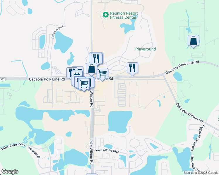 map of restaurants, bars, coffee shops, grocery stores, and more near 98-100 Mouse Mountain Drive in Davenport