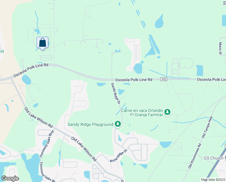 map of restaurants, bars, coffee shops, grocery stores, and more near 215 Sandy Ridge Drive in Davenport