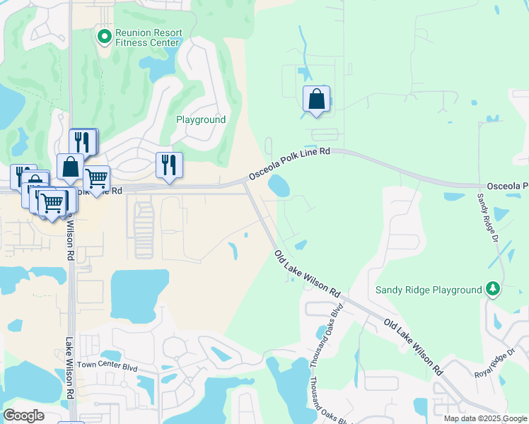 map of restaurants, bars, coffee shops, grocery stores, and more near 421 Robin Road in Davenport