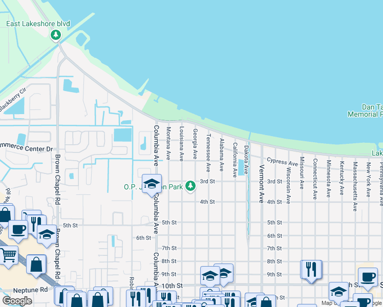 map of restaurants, bars, coffee shops, grocery stores, and more near 130 Georgia Avenue in St. Cloud
