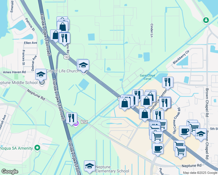 map of restaurants, bars, coffee shops, grocery stores, and more near 2931 East Irlo Bronson Memorial Highway in Kissimmee