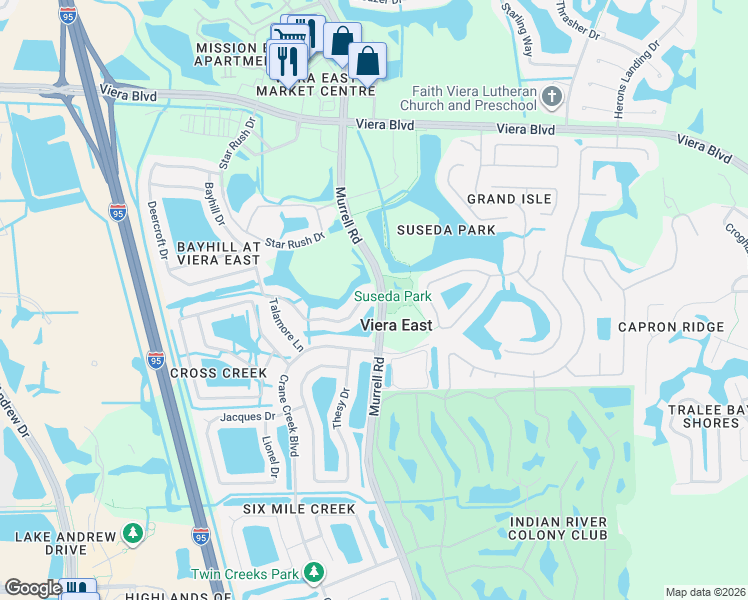 map of restaurants, bars, coffee shops, grocery stores, and more near in Viera East