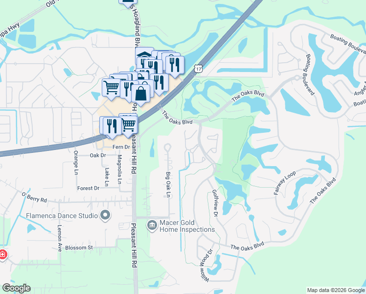 map of restaurants, bars, coffee shops, grocery stores, and more near 1618 Eagle Feather Drive in Kissimmee