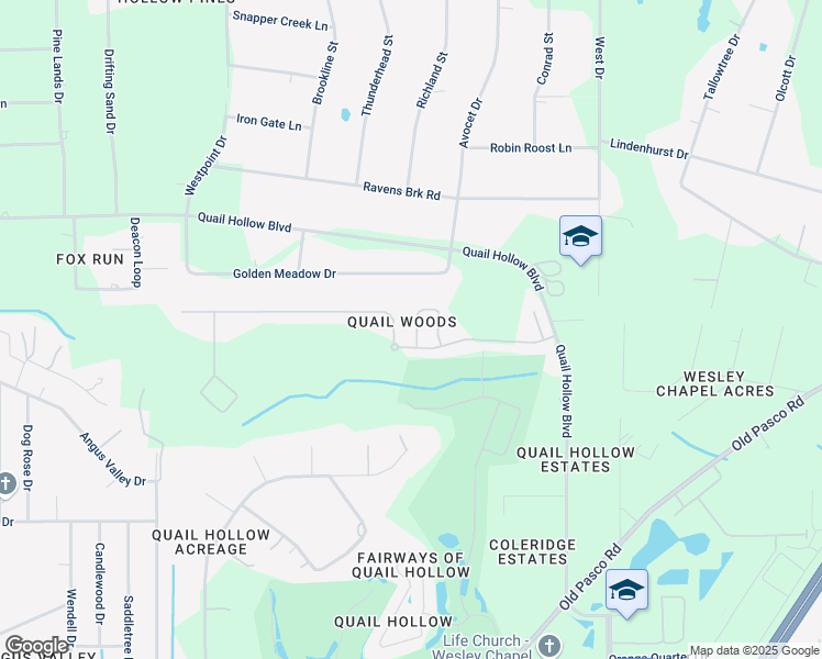 map of restaurants, bars, coffee shops, grocery stores, and more near 6929 Frascati Loop in Wesley Chapel