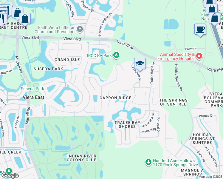 map of restaurants, bars, coffee shops, grocery stores, and more near 1694 Simerick Lane in Melbourne