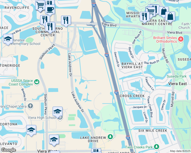 map of restaurants, bars, coffee shops, grocery stores, and more near State Highway 9 in Melbourne