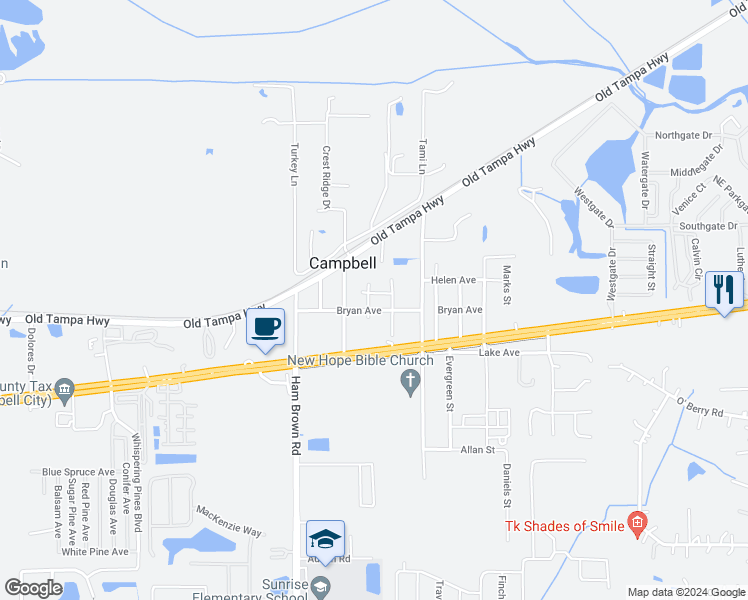 map of restaurants, bars, coffee shops, grocery stores, and more near 1631 Mango Street in Kissimmee
