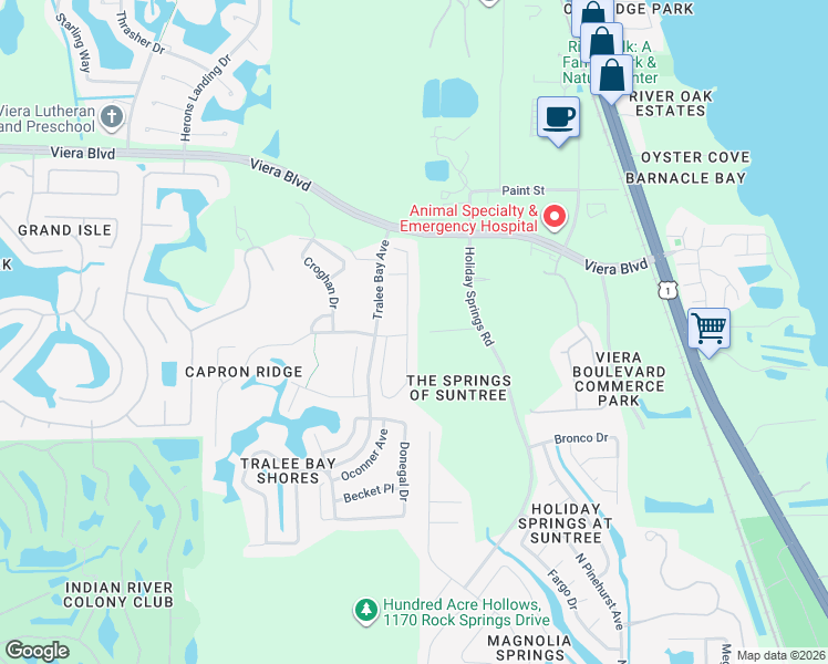 map of restaurants, bars, coffee shops, grocery stores, and more near 1759 Tullagee Avenue in Melbourne