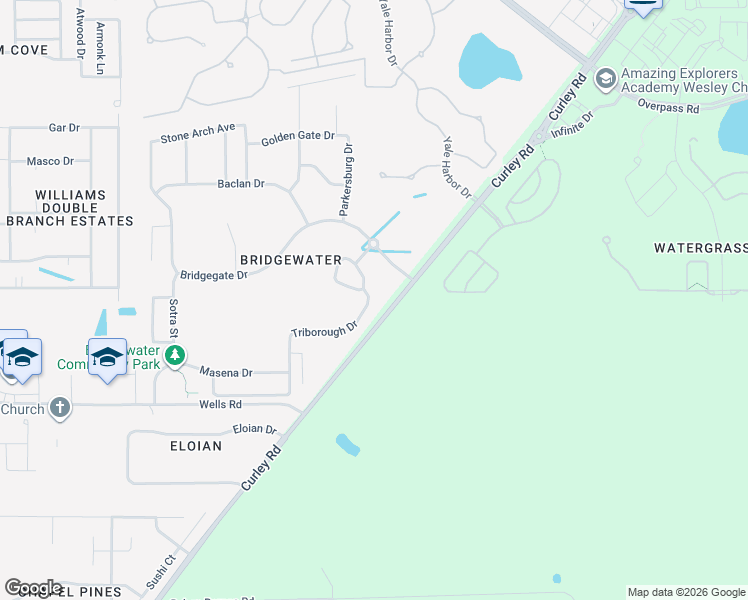 map of restaurants, bars, coffee shops, grocery stores, and more near 31518 Triborough Drive in Wesley Chapel