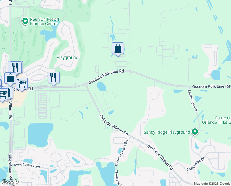 map of restaurants, bars, coffee shops, grocery stores, and more near 381 Mockingbird Road in Davenport