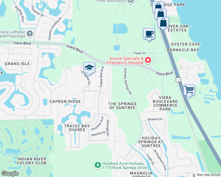 map of restaurants, bars, coffee shops, grocery stores, and more near 1789 Tullagee Avenue in Melbourne