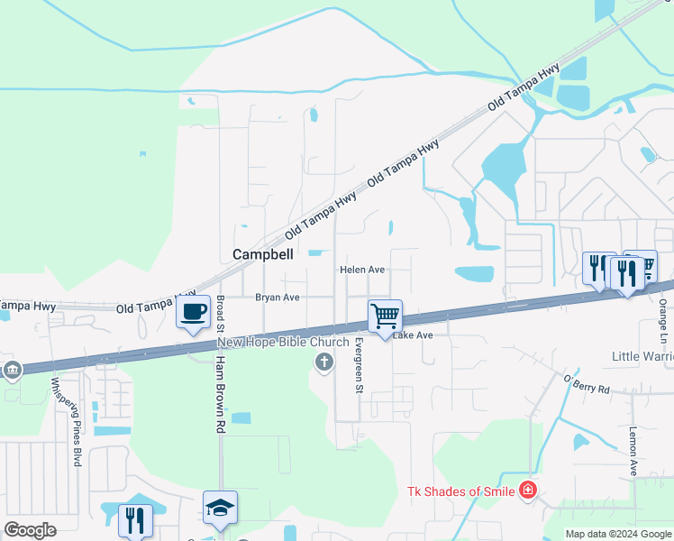 map of restaurants, bars, coffee shops, grocery stores, and more near 1604 Vintage Street in Kissimmee