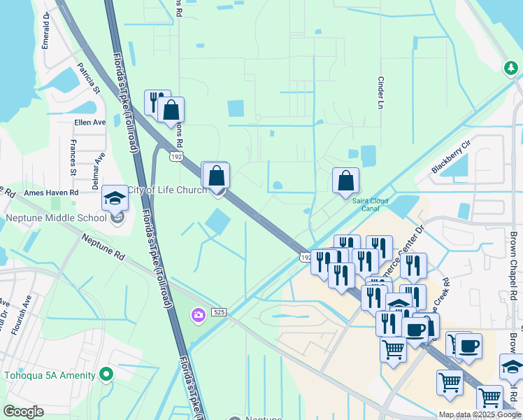 map of restaurants, bars, coffee shops, grocery stores, and more near 2931-2999 East Irlo Bronson Memorial Highway in Kissimmee