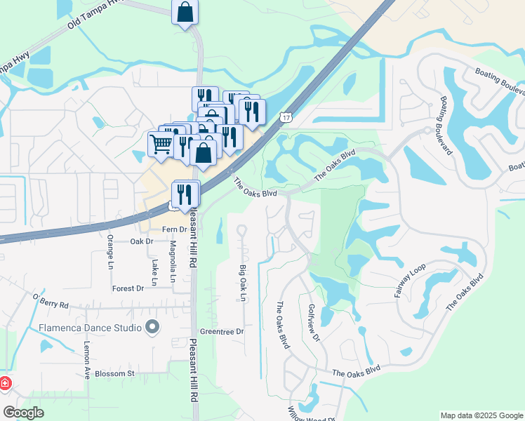 map of restaurants, bars, coffee shops, grocery stores, and more near 1636 Talon Court in Kissimmee