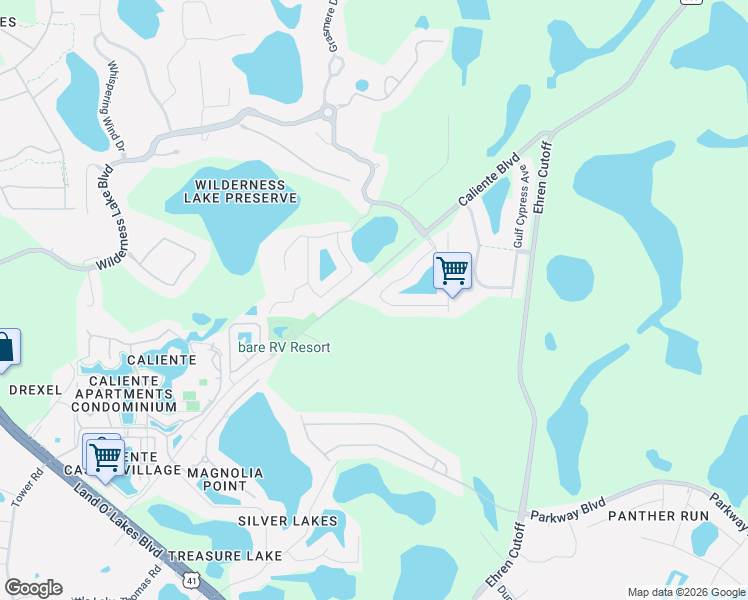 map of restaurants, bars, coffee shops, grocery stores, and more near 7031 Moss Ledge Run in Land O' Lakes