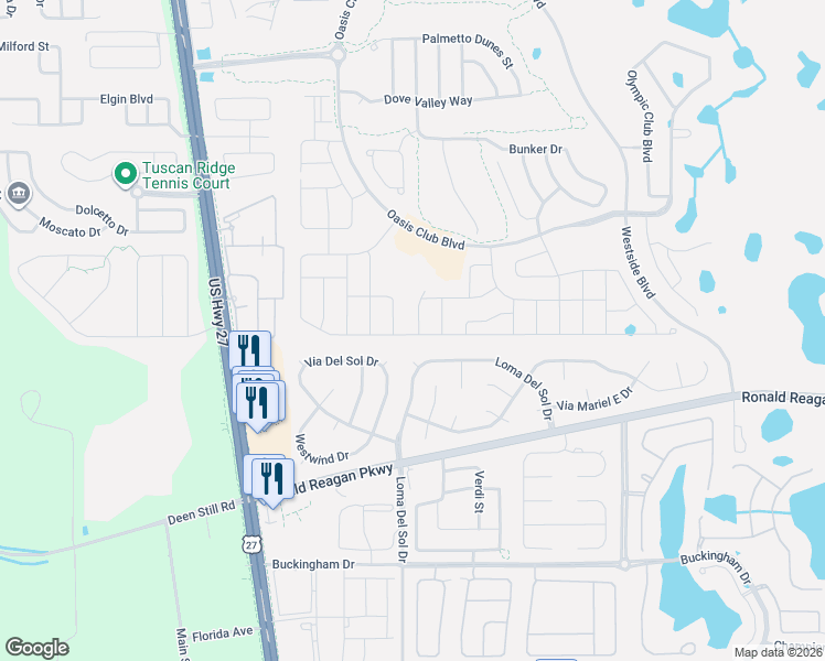 map of restaurants, bars, coffee shops, grocery stores, and more near 9023 Shadow Mountain Street in Davenport
