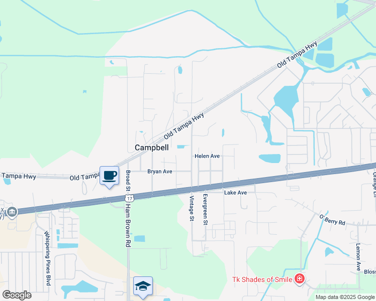 map of restaurants, bars, coffee shops, grocery stores, and more near 1604 Vintage Street in Kissimmee
