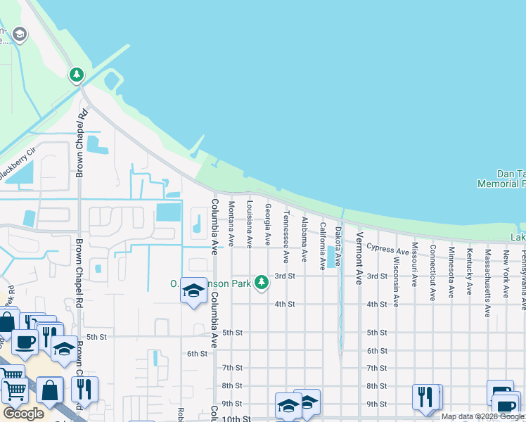 map of restaurants, bars, coffee shops, grocery stores, and more near 30 Georgia Ave in St Cloud