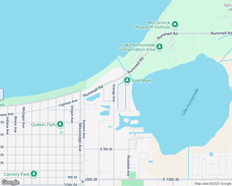 map of restaurants, bars, coffee shops, grocery stores, and more near 107 Orange Avenue in St. Cloud