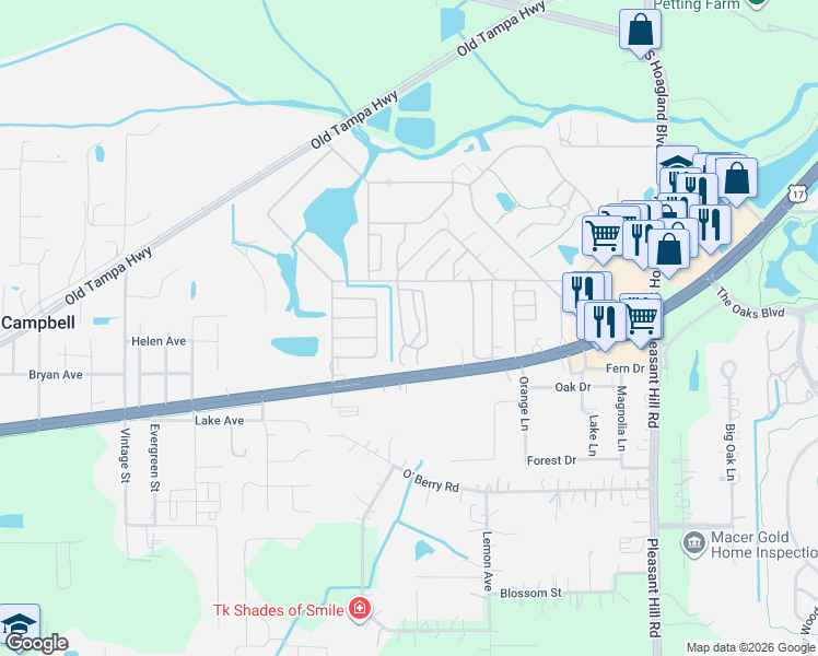 map of restaurants, bars, coffee shops, grocery stores, and more near 1600-1698 Tyndale Lane in Kissimmee