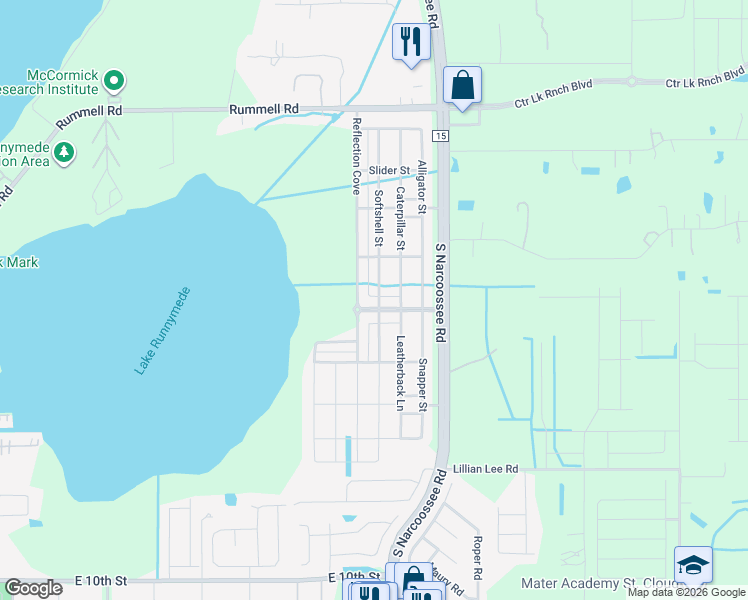 map of restaurants, bars, coffee shops, grocery stores, and more near 4911 Terrapin Boulevard in St. Cloud