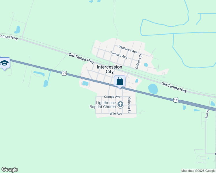 map of restaurants, bars, coffee shops, grocery stores, and more near 5604 South Orange Blossom Trail in Intercession City