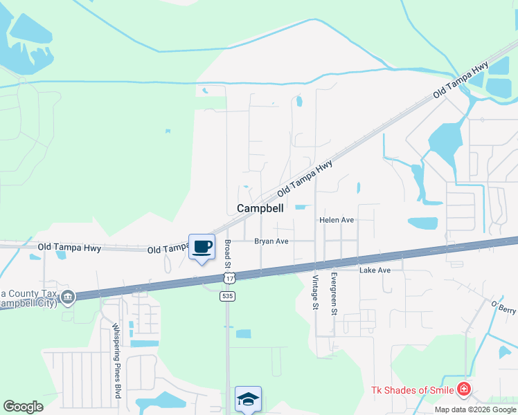 map of restaurants, bars, coffee shops, grocery stores, and more near in Campbell