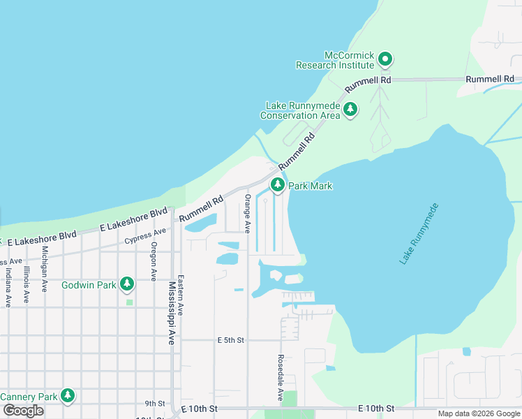 map of restaurants, bars, coffee shops, grocery stores, and more near 107 Orange Avenue in St. Cloud