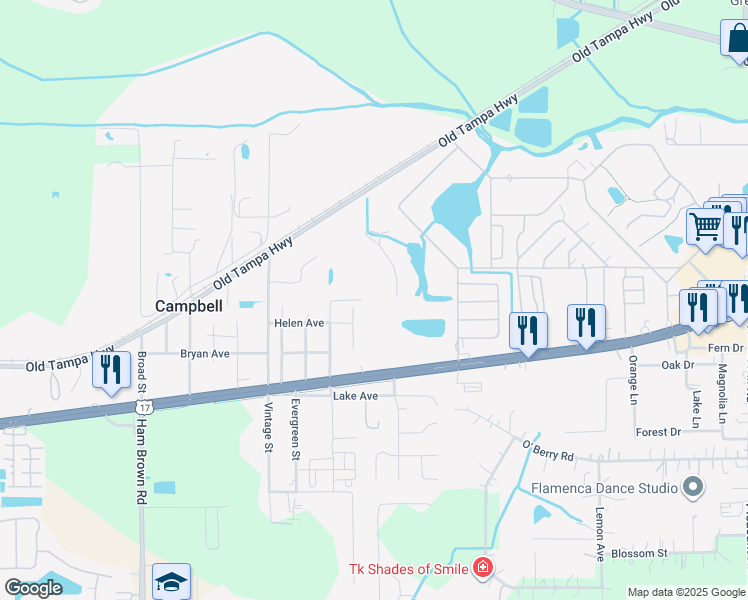 map of restaurants, bars, coffee shops, grocery stores, and more near 1615 Marks Street in Kissimmee