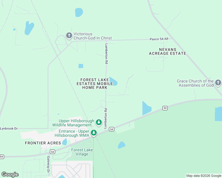 map of restaurants, bars, coffee shops, grocery stores, and more near 7025 Glory Road in Zephyrhills