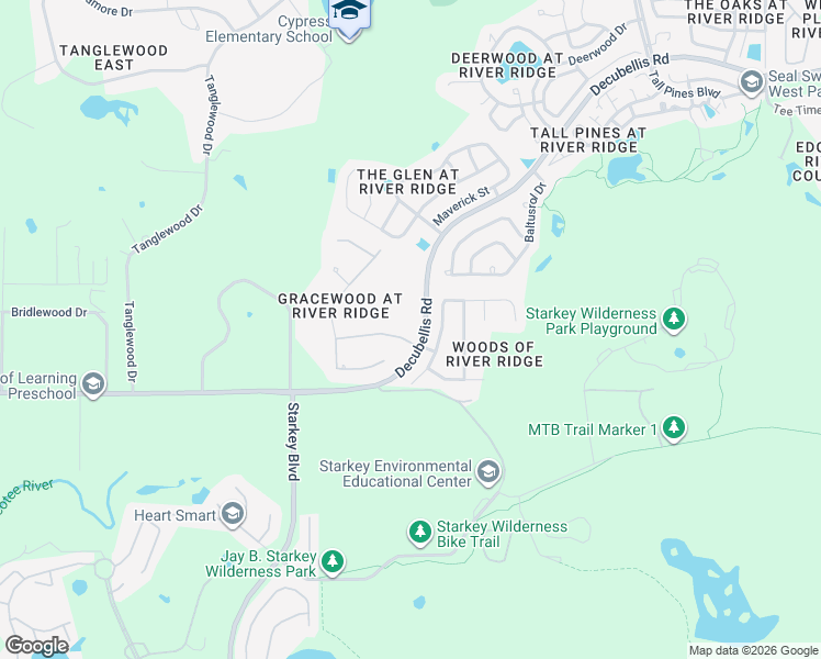 map of restaurants, bars, coffee shops, grocery stores, and more near 7153 Silverwood Drive in New Port Richey