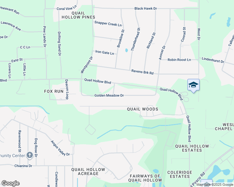 map of restaurants, bars, coffee shops, grocery stores, and more near 7125 Hamilton Lane in Zephyrhills