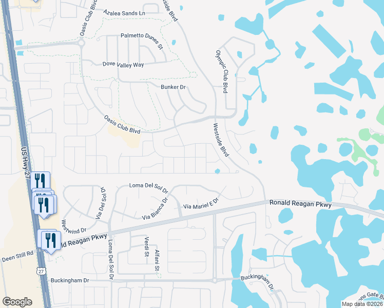 map of restaurants, bars, coffee shops, grocery stores, and more near 9010 Stinger Drive in Davenport