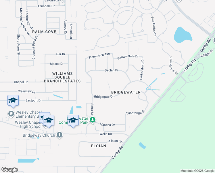 map of restaurants, bars, coffee shops, grocery stores, and more near 7139 Maysville Court in Wesley Chapel