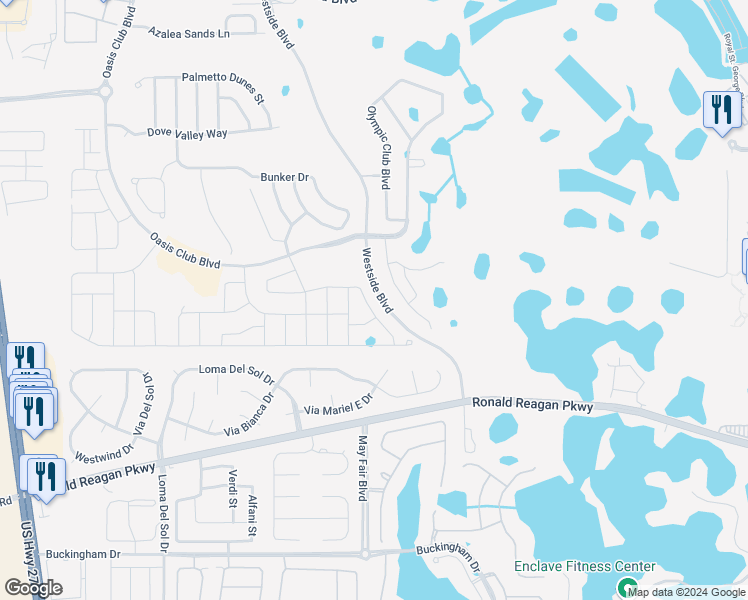 map of restaurants, bars, coffee shops, grocery stores, and more near 8937 Stinger Drive in Davenport