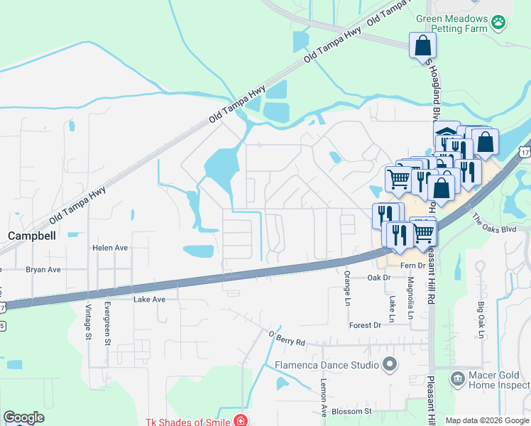 map of restaurants, bars, coffee shops, grocery stores, and more near 1598 Jerstad Way in Kissimmee