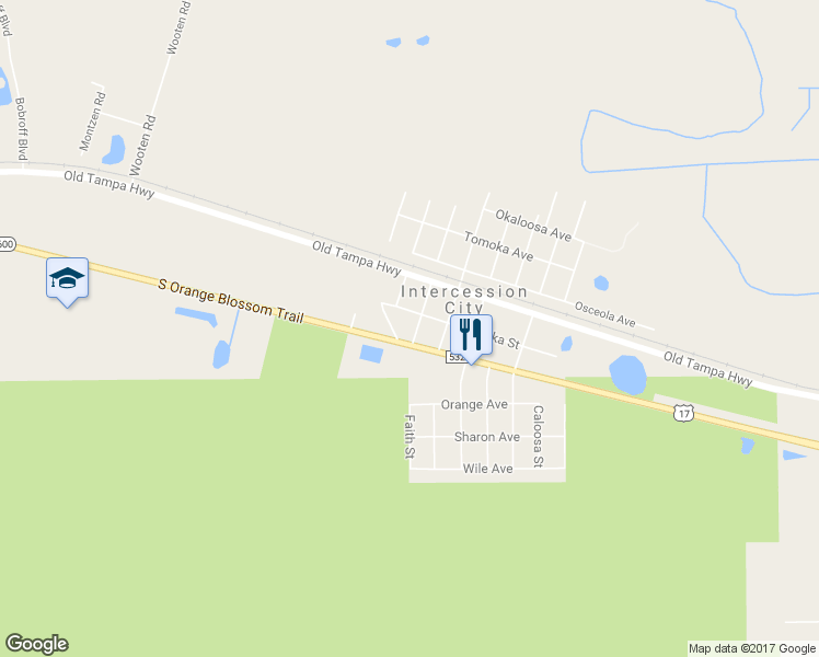 map of restaurants, bars, coffee shops, grocery stores, and more near 1558 Immokalee Street in Intercession City
