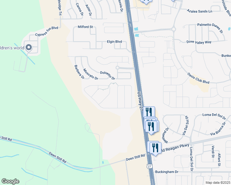 map of restaurants, bars, coffee shops, grocery stores, and more near 256 Williamson Drive in Davenport