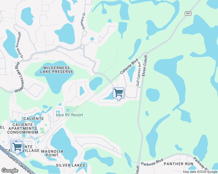 map of restaurants, bars, coffee shops, grocery stores, and more near 7152 Moss Ledge Run in Land O' Lakes