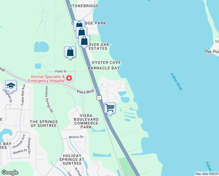 map of restaurants, bars, coffee shops, grocery stores, and more near 151 Plover Lane in Rockledge